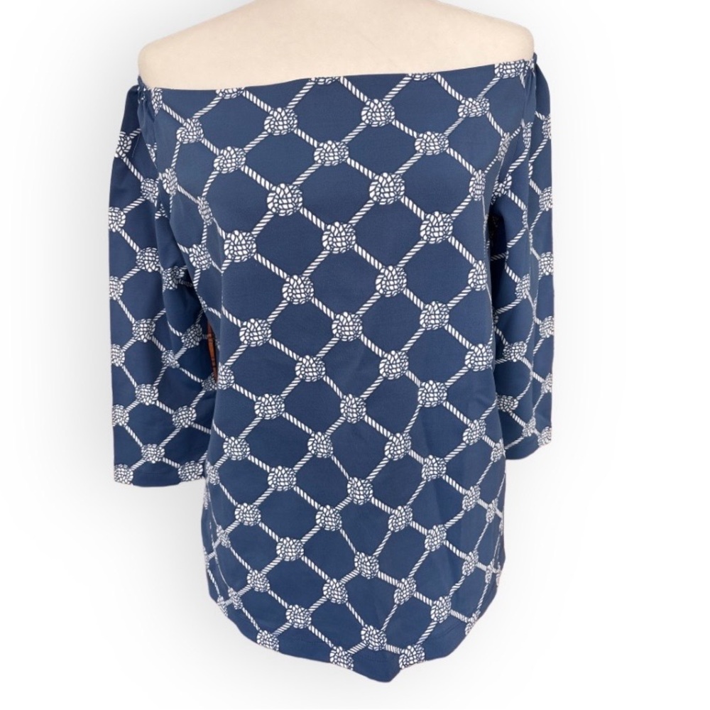 Sailor Sailor Islander Top in Sailor’s Knot Blue and White UPF 50+ Size L